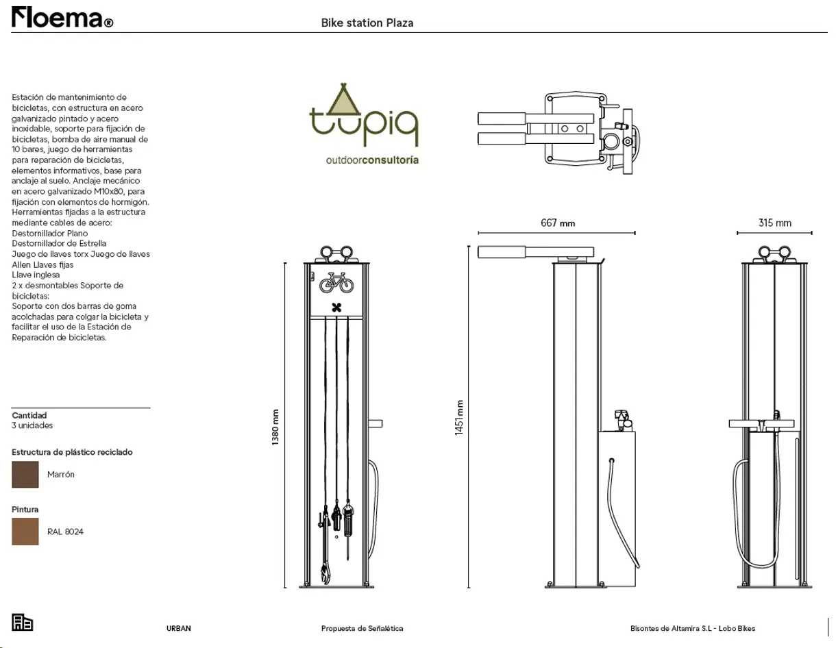 Estación de reparación de bicicletas Modelo Bike Station Plaza de FLOEMA - Iberlobo on Bike